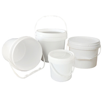 Vente en gros seau de stockage en plastique PP de qualité alimentaire recyclable personnalisé motif rond seau d'emballage de 500ml à 3L avec couvercles