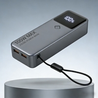 Batterie externe 20000mAh à charge rapide 100W, batterie au lithium ternaire, câble intégré, affichage numérique pour iPhone 16/Samsung/iPad