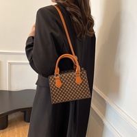Sac à main structuré en cuir PU, style vintage inspiré du luxe, avec monogramme, poignée supérieure et bandoulière