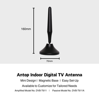 Antenne TV numérique ANTOP 470-862 MHz, mini format, HDTV, visionnage gratuit, intérieur, base magnétique, gain élevé 24 dB, plastique, 75