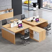 Ensemble de tables de bureau modulaires modernes pour 2 à 4 personnes, poste de travail convertible en forme de T, cloison de séparation, protection environnementale E1
