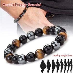 <span class=keywords><strong>Hématite</strong></span> Naturelle Obsidienne Noire Oeil de Tigre Pierre Bracelet Vintage Triple Protection pour Fête de Mariage ou Cadeau - Product Image 4