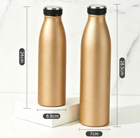 Vaso Térmico con Logotipo, 500ml 750ml, Doble Capa de Acero Inoxidable, Botella para Beber Agua, Termo con Tapa de Boca Pequeña