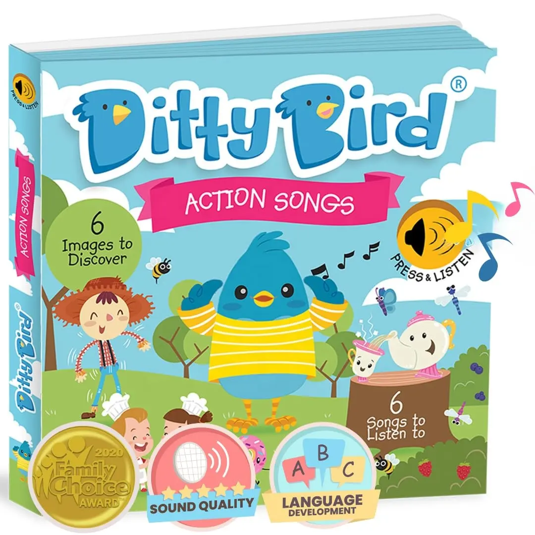 DITTY BIRD Action Songs Book. Our Best Interactive Music Book for Babies