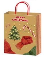 Sac en papier kraft de Noël en gros, 120 g/m², vert, compostable, recyclable, avec poignée en corde, pour emballage de boulangerie et foire artisanale