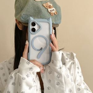 เคสโทรศัพท์มือถือลายการ์ตูน 3 มิติ หูแมว ไร้สาย แม่เหล็ก ป้องกันการกระแทก สำหรับ iPhone 14 15 Pro 16 Pro Max - Product Image 4
