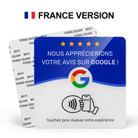 Carte de commentaires Google française en acrylique étanche NFC NTAG215 13.56MHz, autocollant personnalisé pour avis clients, 10cm, résistant aux intempéries, pour hôtels, prêt à l'emploi