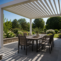 Gazebo de jardin en aluminium Jiake avec toit à lames motorisées, revêtement poudré, 3x4, pour cour, terrasse, balcon et patio