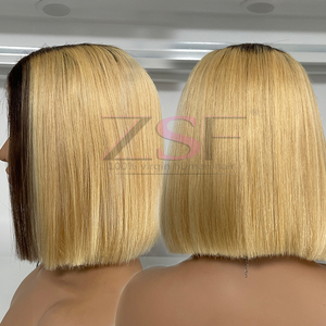 Bán Buôn Tro Tóc Vàng 613 Tóc Con Người Ngắn <span class=keywords><strong>Bob</strong></span> Tóc Giả Nhà Cung Cấp Lớp Biểu Bì Phù Hợp Nguyên Liệu Ấn Độ Tóc Giả 13X4 HD Ren Phía Trước Tóc Giả Tóc Con Người - Product Image 3
