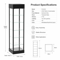Vitrine en verre trempé de haute qualité, nouvelle arrivée, cadre en aluminium, projecteurs, 5 étagères réglables, taille personnalisée