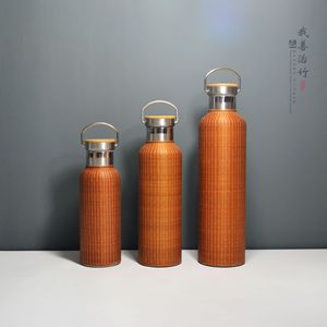 Handmade Bamboo Woven Stainless Steel <b>Thermos</b> <b>Bottle</b> 24H Insulation Gift Water Flask Straight Cup CT-01 - Product Image 3