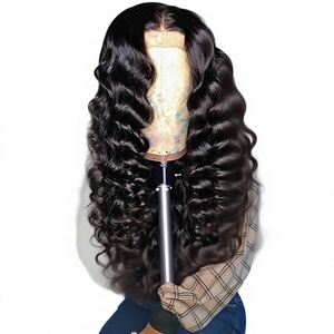 Perruques synthétiques en gros à prix abordable pour femmes noires, styles <span class=keywords><strong>Afro</strong></span>/Water/<span class=keywords><strong>Afro</strong></span> Wave, résistantes à la chaleur, avec ligne de cheveux naturelle, sans colle, cheveux longs - Product Image 1