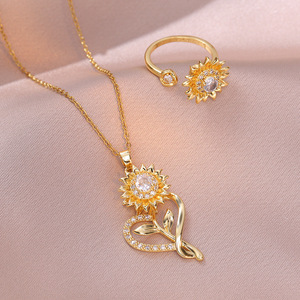 <span class=keywords><strong>Collar</strong></span> con colgante <span class=keywords><strong>giratorio</strong></span> de <span class=keywords><strong>girasol</strong></span> de circonita cúbica, anillo de flor abierta, spinner antiestrés, <span class=keywords><strong>collar</strong></span> de <span class=keywords><strong>girasol</strong></span> en forma de corazón - Product Image 1