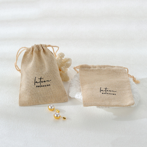 Bolsas de Almacenamiento Ecológicas Personalizadas con Logotipo Impreso, Bolsas de Regalo para Collares, Pulseras y Anillos, Bolsa Pequeña de Lona de Algodón, Bolsa de Joyería de Lino - Product Image 6