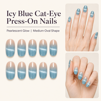 Faux ongles ovales moyens T1755 Kaixin Factory, bleu brillant, effet sourire, bleu nacré, à presser, pour nail art, fournisseurs