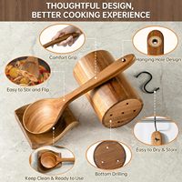 Ensemble d'ustensiles de cuisine en bois d'acacia et de teck OEM, 12 pièces, avec support de rangement, repose-cuillère, robuste, non toxique, résistant à la chaleur