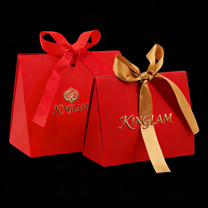 Sac cadeau <span class=keywords><strong>en</strong></span> carton artisanal avec logo personnalisé, ruban, fermeture magnétique et impression UV, cadeaux de mariage, boîtes cadeaux dorées - Product Image 2