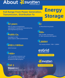 Système d'Accumulation d'Énergie (SAE) Hybride Triphasé Tout-en-un Swatten LiFePO4, Conception Empilable, IP65, 15kW/9.6kWh, MPPT3 - Product Image 2