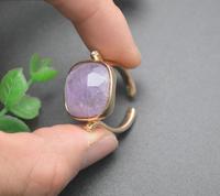 Exquis polyvalent empilable réglable carré violet cristal Lapis Lazuli laiton femmes mode bijoux anneaux en gros