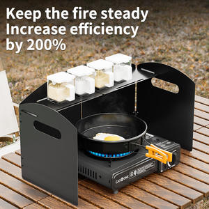 Déflecteur de vent portable pour camping, pliable, en alliage de zinc et de fer, rectangulaire, pour réchaud extérieur, avec planche de rangement - Product Image 3