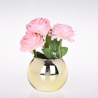 Nordique Moderne De Luxe Boule Ronde De Mariage Pièce Maîtresse Arrangement De Fleurs Or Argent Miroir Vases En Verre à vendre