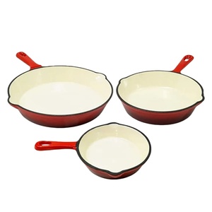 ชุดกระทะเคลือบ 3 ชิ้น คุณภาพระดับเชฟมืออาชีพ ขนาด 6/8/10 นิ้ว ทำจากเหล็กหล่อเคลือบ ไม่ติดกระทะ สำหรับย่างและทอด - Product Image 3