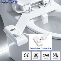 Bidet Manuale ad Acqua Fredda per WC, Autopulente, con Doppio Ugello, Ultra Sottile, Attacco Bidet con Spruzzatore per Lavaggio Frontale e Posteriore