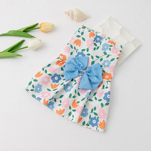 स्ट्रिप्ड पैटर्न के साथ ग्रीष्मकालीन पालतू बिल्ली कुत्ते पोशाक, पॉलिएस्टर-किफायती विकल्प से बने - Product Image 6