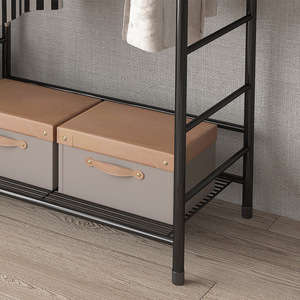 Clothing Organizer Metal Standing <b>Clothes</b> Rack Black Rectangle Multi-functional Storage <b>For</b> Bedroom Living Room Entryway Home - Product Image 4