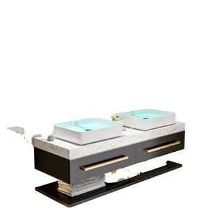 Mueble de tocador de baño moderno de lujo Espejo LED Montado en la pared de alta calidad para villas Venta caliente Madera contrachapada MDF Madera Acero - Product Image 2