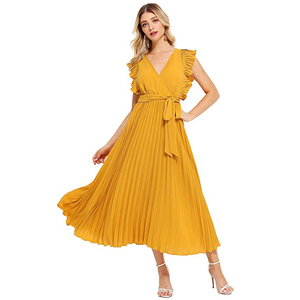 MANNI Abito Americano a Righe con Volant e Gonna Svasata Stile Bohémien Vestiti Estivi Casual per Donne - Product Image 1