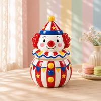 Pot de rangement en céramique Clown de Cirque Nouveauté, Peint à la Main, Boîte à Biscuits, Décoration de Table Maison, Contenant à Bonbons, Cadeau