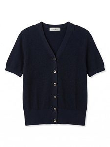 WK48 <span class=keywords><strong>Cardigan</strong></span> da <span class=keywords><strong>Donna</strong></span> in Puro Cotone Blu Scuro con Collo Alto, Stile Classico per Uso Quotidiano, Personalizzazione Disponibile - Product Image 2