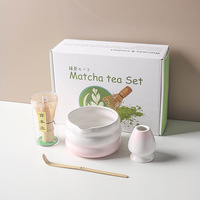 Meilleur kit en céramique pour le thé Matcha avec fouet en bambou Chasen, cuillère, bol et support de fouet, vente en gros, coffret cadeau