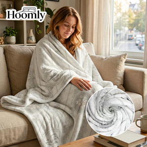 Couverture réversible <span class=keywords><strong>en</strong></span> <span class=keywords><strong>flanelle</strong></span> polaire Hoomly, motif floral vintage français, blanche, chaude, douce et confortable, pour toutes les saisons, pour la maison, le <span class=keywords><strong>lit</strong></span>, le canapé - Product Image 1