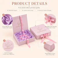 Kotak Hadiah Kaku Laminasi Matt Berlapis Satin Pink Mewah dengan Ikat Pita untuk Aksesoris Kosmetik Kecantikan (Dapat Disesuaikan)