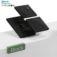 Prise murale XIMLON en verre trempé noir, norme britannique 13A, type 86, avec 2 ports USB Type-C, 250V max, interrupteur UK