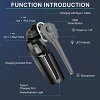 Qcc chip kualitas tinggi headset nirkabel telinga tunggal dengan headphone nirkabel casing pengisi daya headset Trucker