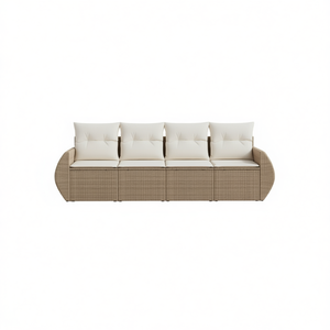 Conjunto de Sofá de Jardín de Ratán Beige de 4 Plazas, Diseño Contemporáneo para Exteriores - Product Image 1