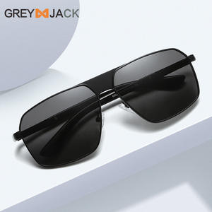 Greyjack Lunettes de soleil polarisées pour hommes, monture carrée, UV400, vision nocturne, lunettes de conduite, noires, en acier inoxydable TR - Product Image 2