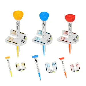 New Arrival Custom Logo 35-55mm Silicone Reinforced Plastic Adjust Height Golf Tee Aim Direction Golf Tees with Aiming Line