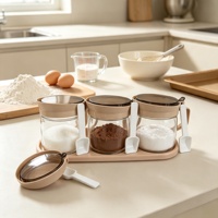 Meilleures ventes : Ensemble de 3 pots à épices en verre avec cuillères, sans BPA, hermétiques, écologiques, durables, capacité 150 ml, pour le rangement des épices de cuisine