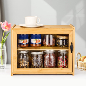 Wooden Bread Box Double Layer <b>Storage</b> <b>Kitchen</b> Countertop Organizer For Bread And Food - Product Image 2