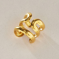 Edelstahl 18K Vergoldeter Spiralwellen-Offener Ring Klobiger Statement-Ring für Damen Modeschmuck