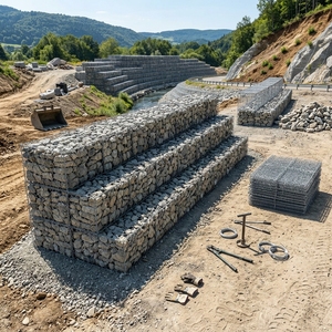 Cage en <span class=keywords><strong>gabion</strong></span> galvanisé en gros d'usine, cage en treillis métallique hexagonal pour la protection des berges de rivière et les murs de soutènement en pente - Product Image 1