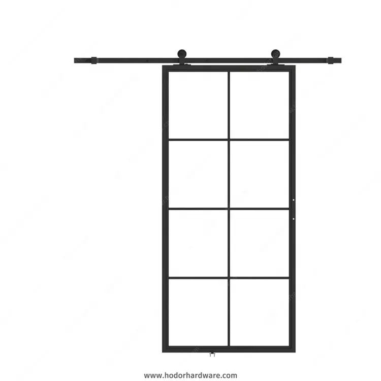 Hodor SG11 36in x 84in Glass Sliding Barn Door Paneled Clear Tempered Glass Carbon Steel Frame Sliding Closet Kitchen Door