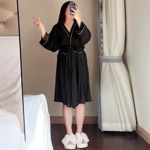 Ensemble de lingerie grande taille pour femmes : une nuisette en dentelle imprimée, chaude, pure et séduisante, avec une <span class=keywords><strong>robe</strong></span> assortie, une tenue de maison tentante - Product Image 2