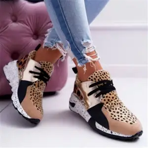 SP-019 Groothandel Nieuwste Luipaard Print Vrouwen Sneakers Hoge Kwaliteit Mode Platform Sport Schoenen Vrouwen