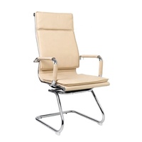 2024 chaise de bureau moderne en gros sans roues chaise de visiteur en cuir blanc de luxe bureau