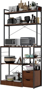 Meuble de rangement en métal, étagères de cuisine, à 5 niveaux, avec 2 espaces de rangement, support pour <span class=keywords><strong>micro</strong></span>-ondes, <span class=keywords><strong>four</strong></span>, avec Stand de rangement du vin, atelier - Product Image 2